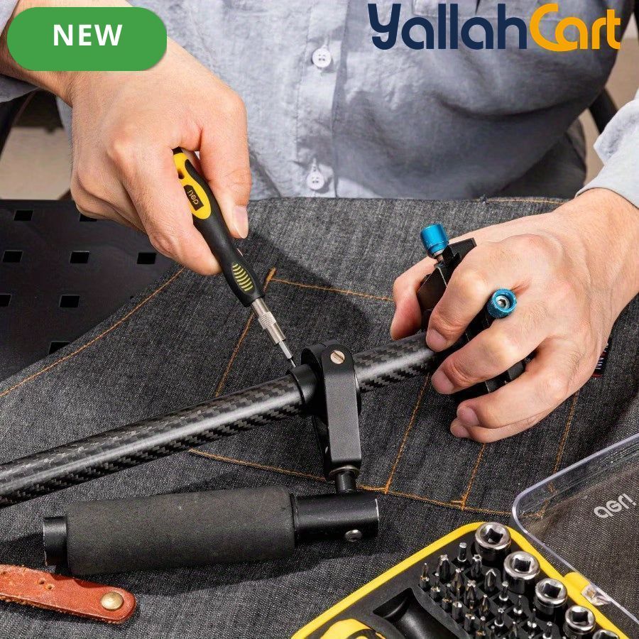62pcs Portable Precision Magnetic Ratchet Screwdriver Bit Kit - Yellow, Multifunctional Hand Tool Set, Magnetic Screwdriver Bits, Phone Repair & Household Maintenance Tools, Compact Storage Case