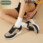Women's Wedge Sneakers – Thick Sole, Side Zipper, Lace-Up, Breathable Design