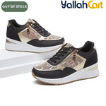 Women's Wedge Sneakers – Thick Sole, Side Zipper, Lace-Up, Breathable Design