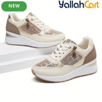 Women's Fashionable Casual Sneakers – Breathable Mesh, Soft Sole, Raised Platform