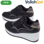 Women's Lightweight Running Sneakers – Breathable Mesh, Side Zipper, Wedge Heel, Insole Lift