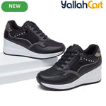 Women's Lightweight Running Sneakers – Breathable Mesh, Side Zipper, Wedge Heel, Insole Lift