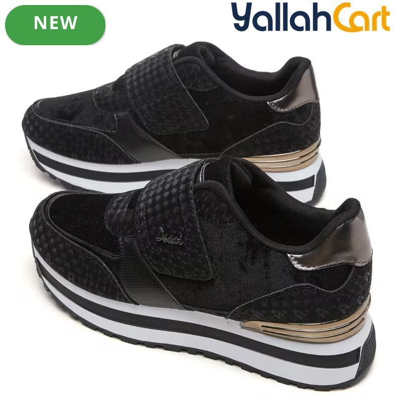 Women's Wedge Platform Sneakers – Patch Strap, Breathable Mesh, Height-Increasing