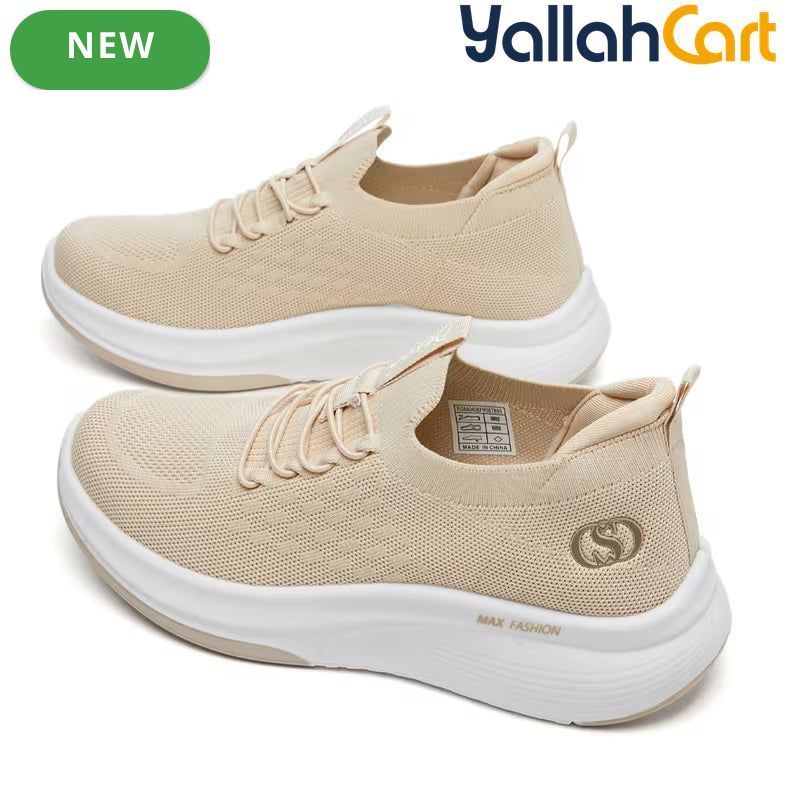 Women's Low-Top Sneakers – Magic Tape Closure, Thick Sole, Breathable Mesh
