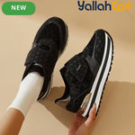 Women's Low-Top Sneakers – Magic Tape Closure, Thick Sole, Breathable Mesh
