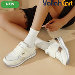 Women's Low-Top Sneakers – Magic Tape Closure, Thick Sole, Breathable Mesh