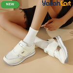 Women's Low-Top Sneakers – Magic Tape Closure, Thick Sole, Breathable Mesh