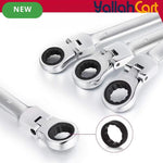 12pcs Flexible Ratchet Wrench Set (8mm-19mm) (silver/gray) - Metric Combo Flex-Head Spanner Kit, Chrome Vanadium Steel with Storage Box