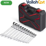 12pcs Flexible Ratchet Wrench Set (8mm-19mm) (silver/gray) - Metric Combo Flex-Head Spanner Kit, Chrome Vanadium Steel with Storage Box