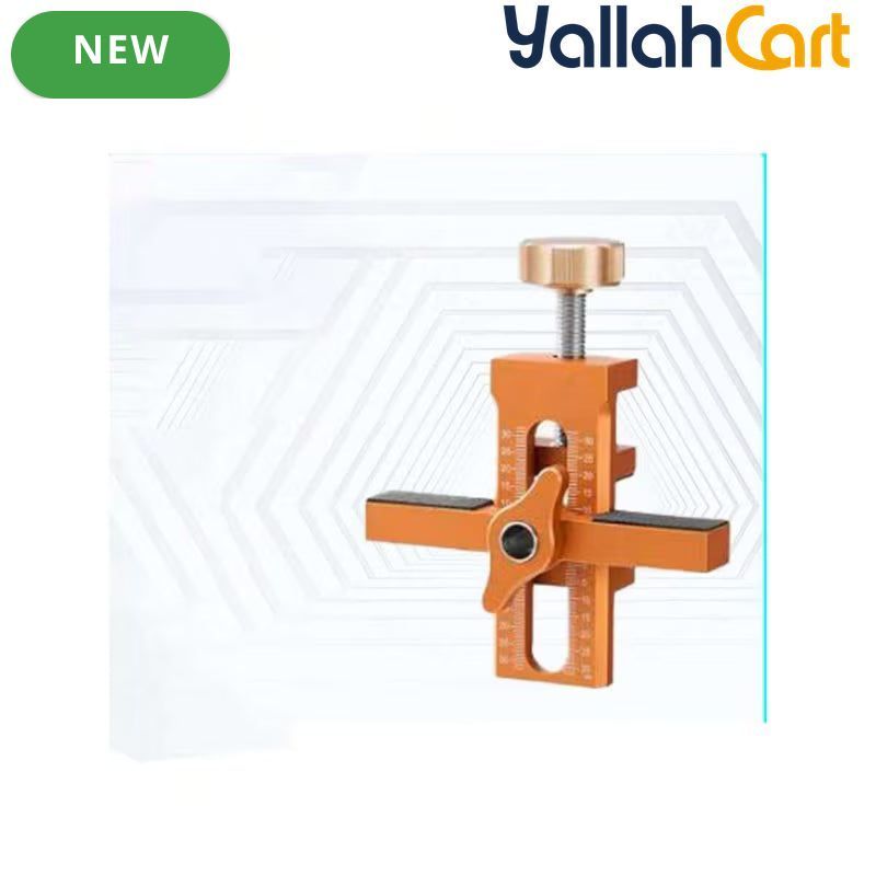 2-in-1 Cabinet Door Installation Template (Orange) - Aluminum Alloy Quick Mounting Jig with 7-40mm Range, Precision Woodworking Positioning Tool Set