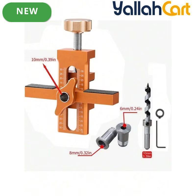 2-in-1 Cabinet Door Installation Template (Orange) - Aluminum Alloy Quick Mounting Jig with 7-40mm Range, Precision Woodworking Positioning Tool Set
