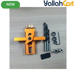 2-in-1 Cabinet Door Installation Template (Orange) - 6/8/10mm Perforated Mounting Jig with 7-40mm Range, Aluminum Alloy Woodworking Tool Kit