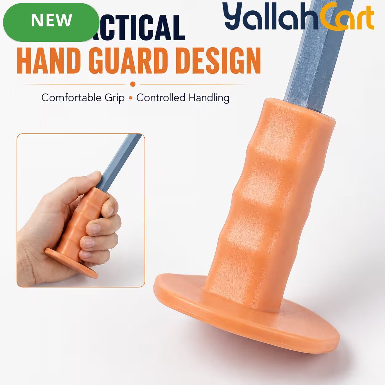 300mm Flat Masonry Chisel with Hand Guard (Gray) - 16 x 23mm Reinforced Hand Chisel for Concrete, Brick & Wall Work