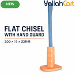 300mm Flat Masonry Chisel with Hand Guard (Gray) - 16 x 23mm Reinforced Hand Chisel for Concrete, Brick & Wall Work