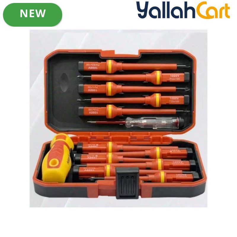 13-Piece Insulated Screwdriver Set – Multi-Color, 1000V Electrical Protection, Interchangeable Heads & Carrying Bag