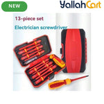 13-Piece Insulated Screwdriver Set – Multi-Color, 1000V Electrical Protection, Interchangeable Heads & Carrying Bag