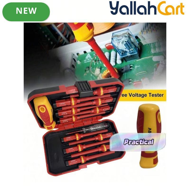 13-Piece Insulated Screwdriver Set – Multi-Color, 1000V Electrical Protection, Interchangeable Heads & Carrying Bag