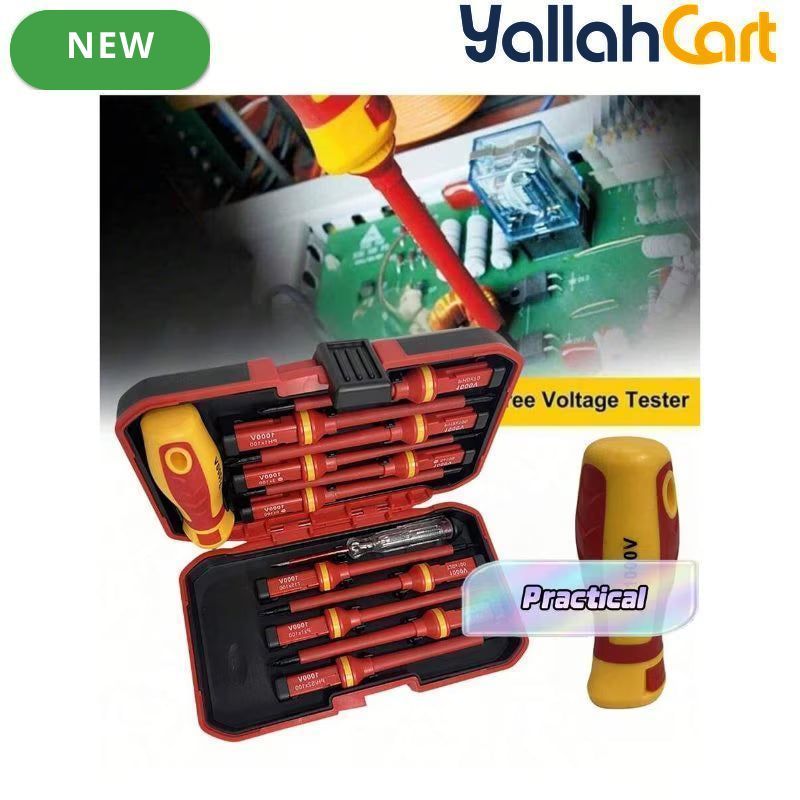 13-Piece Insulated Screwdriver Set – Multi-Color, 1000V Electrical Protection, Interchangeable Heads & Carrying Bag