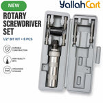 6-Piece Manual Impact Driver Bit Set – Black & Silver, 1/2-Inch Reversible Impact Screwdriver with Storage Case