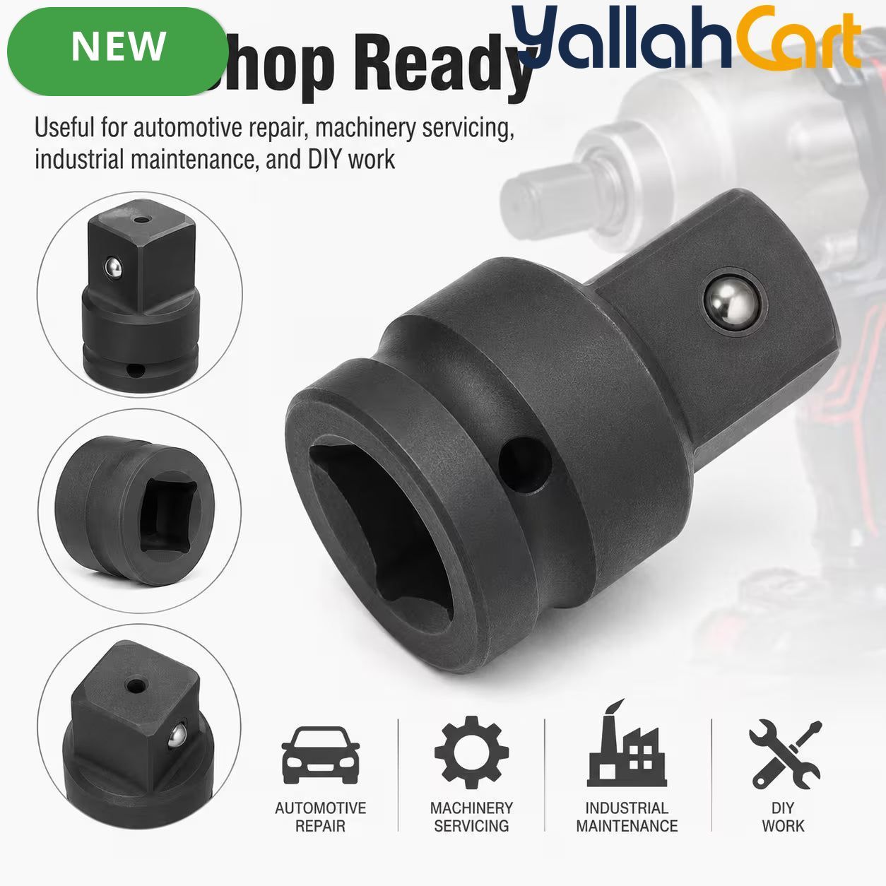 3/4-Inch Female to 1-Inch Male Impact Socket Adapter – Black, Chrome Molybdenum Steel Drive Converter for Impact Wrench & Breaker Bar