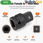 3/4-Inch Female to 1-Inch Male Impact Socket Adapter – Black, Chrome Molybdenum Steel Drive Converter for Impact Wrench & Breaker Bar