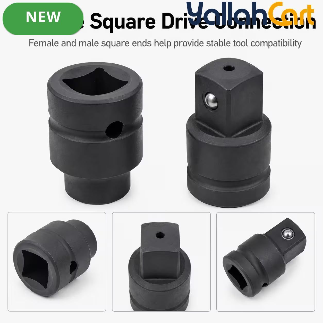3/4-Inch Female to 1-Inch Male Impact Socket Adapter – Black, Chrome Molybdenum Steel Drive Converter for Impact Wrench & Breaker Bar