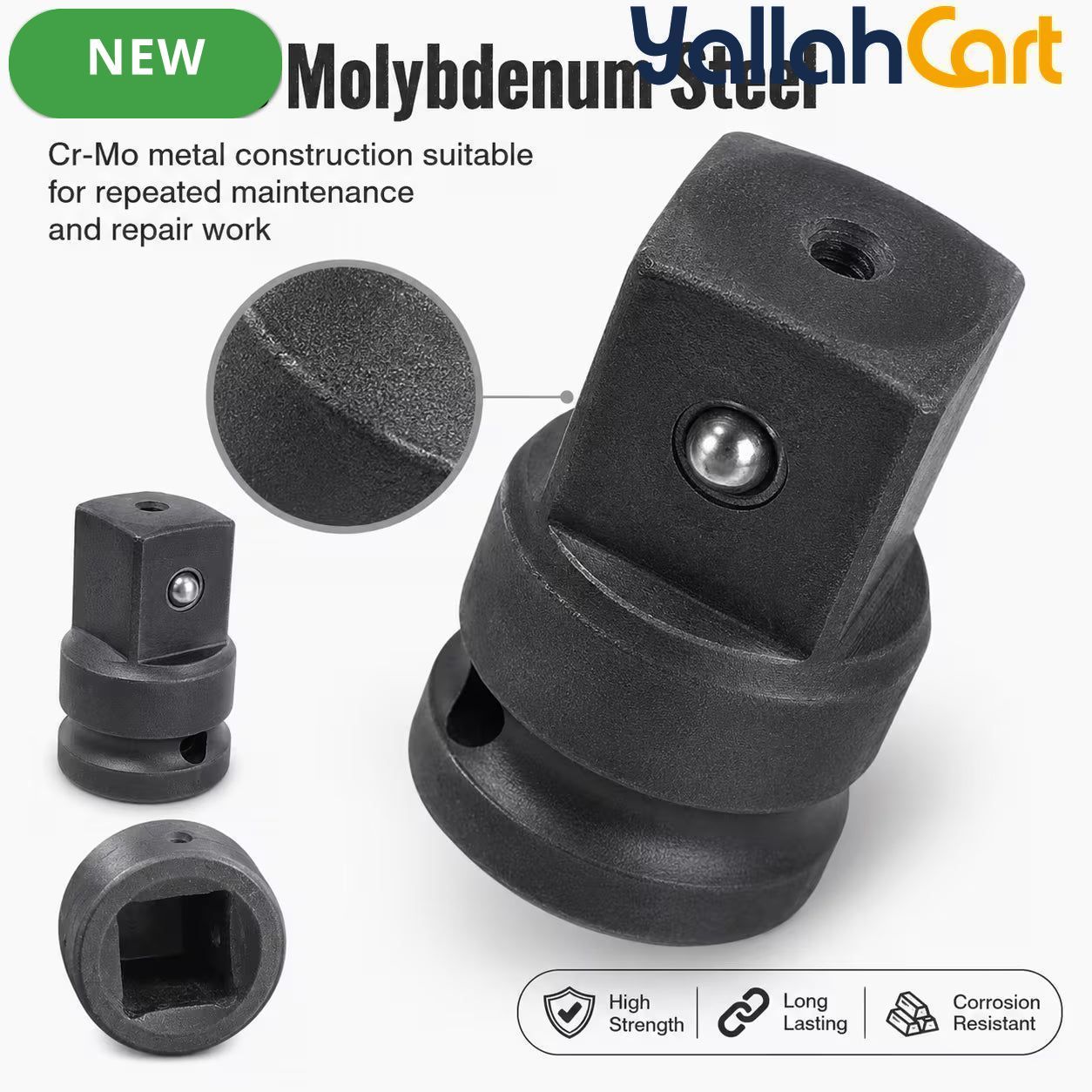 3/4-Inch Female to 1-Inch Male Impact Socket Adapter – Black, Chrome Molybdenum Steel Drive Converter for Impact Wrench & Breaker Bar