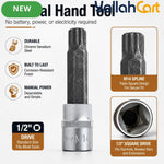 M14 Spline Bit Socket – Silver, 1/2-Inch Drive, 4-Inch Long CR-V Triple Square Socket for Ratchet, Automotive Repair & DIY