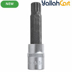 M14 Spline Bit Socket – Silver, 1/2-Inch Drive, 4-Inch Long CR-V Triple Square Socket for Ratchet, Automotive Repair & DIY