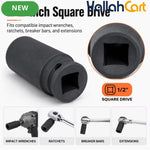 27mm Deep Impact Socket – Black, 1/2-Inch Drive, Long CR-Mo 6-Point Socket for Impact Wrench, Ratchet & Automotive Repair