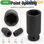 27mm Deep Impact Socket – Black, 1/2-Inch Drive, Long CR-Mo 6-Point Socket for Impact Wrench, Ratchet & Automotive Repair