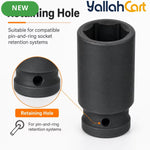 27mm Deep Impact Socket – Black, 1/2-Inch Drive, Long CR-Mo 6-Point Socket for Impact Wrench, Ratchet & Automotive Repair