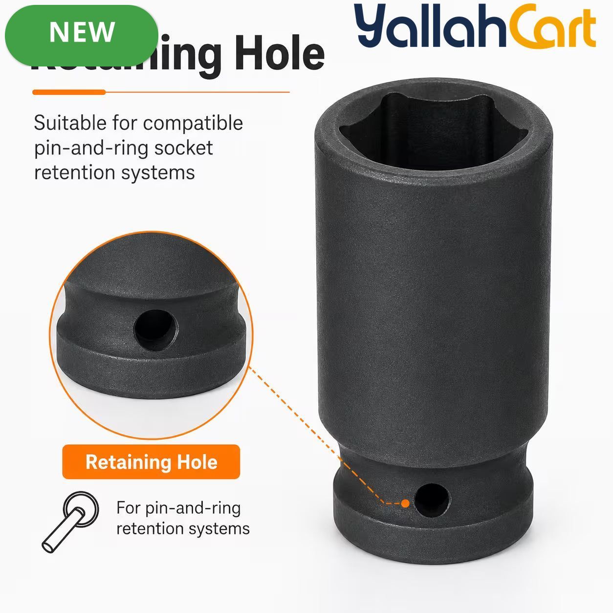 27mm Deep Impact Socket – Black, 1/2-Inch Drive, Long CR-Mo 6-Point Socket for Impact Wrench, Ratchet & Automotive Repair