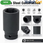 27mm Deep Impact Socket – Black, 1/2-Inch Drive, Long CR-Mo 6-Point Socket for Impact Wrench, Ratchet & Automotive Repair
