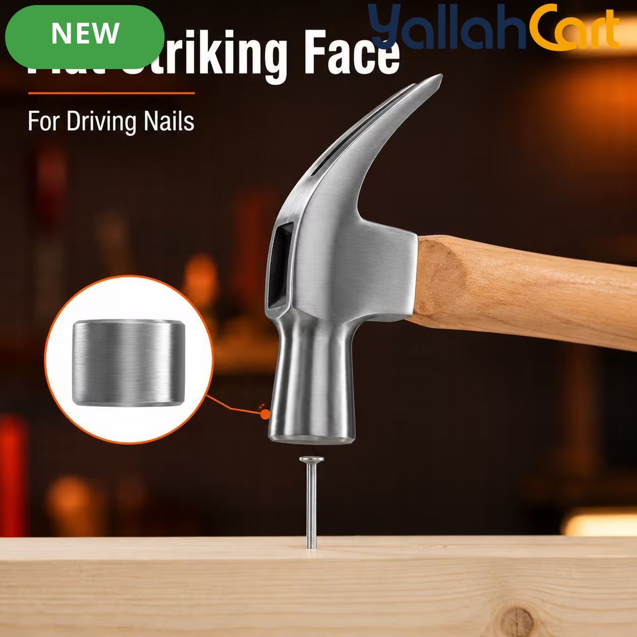 450g Claw Hammer – Natural Wood, Steel Head, Curved Nail Pulling Claw, Wooden Handle for Carpentry, Home Repair, Workshop & DIY