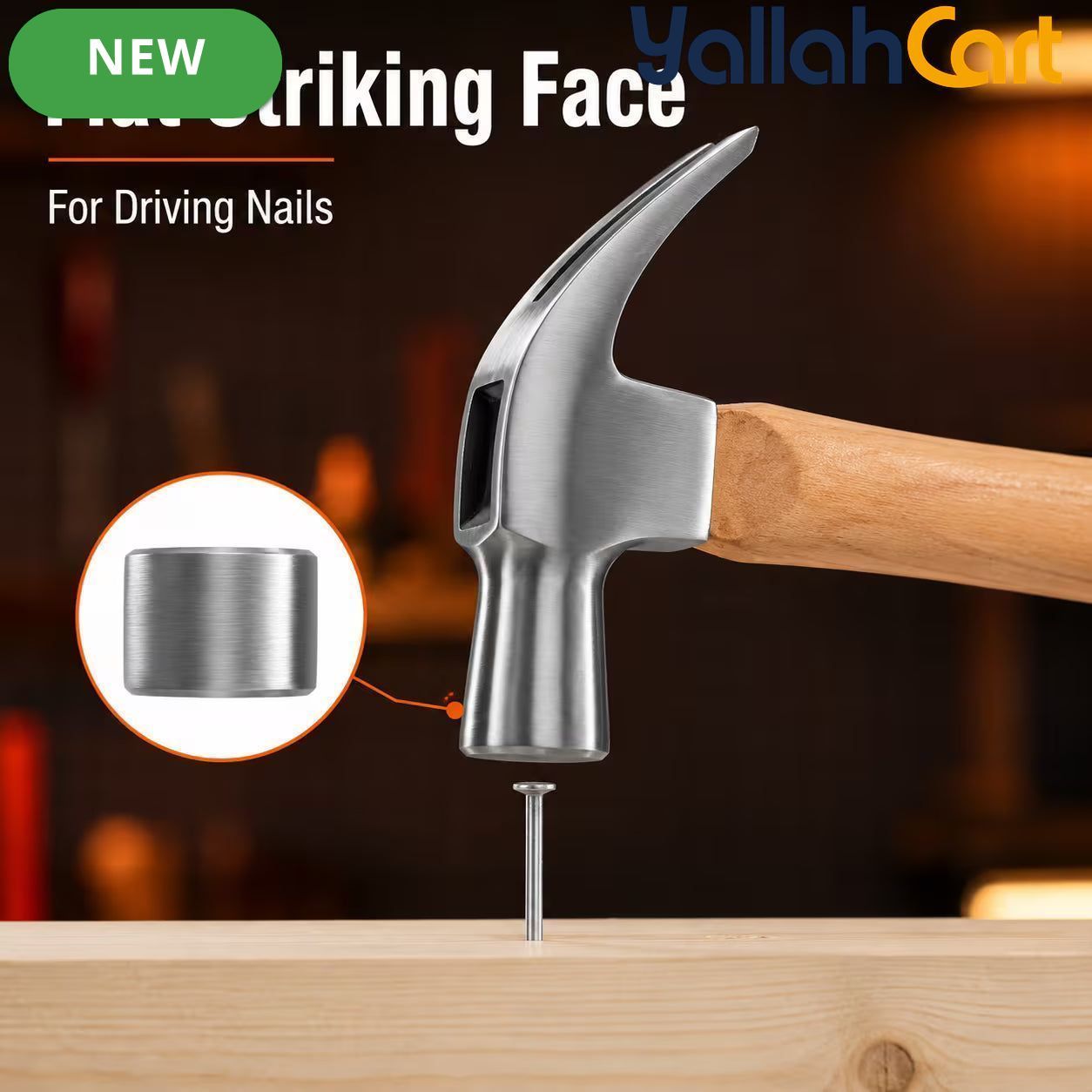 450g Claw Hammer – Natural Wood, Steel Head, Curved Nail Pulling Claw, Wooden Handle for Carpentry, Home Repair, Workshop & DIY