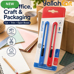 2pcs Utility Cutter Set – Red & Blue, 9mm Snap-Off Blade, Automatic Locking Box Cutter, Compact Craft Knife for Office, School, DIY & Box Opening
