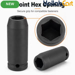 12mm Deep Impact Socket – Black, 1/2-Inch Drive, 6-Point CR-Mo Steel Socket, Long Reach for Impact Wrench, Ratchet & Breaker Bar