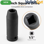 12mm Deep Impact Socket – Black, 1/2-Inch Drive, 6-Point CR-Mo Steel Socket, Long Reach for Impact Wrench, Ratchet & Breaker Bar