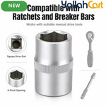 1/2-Inch Socket – Silver, 1/2-Inch Square Drive, 6-Point CR-V Chrome Vanadium Steel Socket for Ratchet, Breaker Bar & Automotive Repair