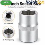 1/2-Inch Socket – Silver, 1/2-Inch Square Drive, 6-Point CR-V Chrome Vanadium Steel Socket for Ratchet, Breaker Bar & Automotive Repair