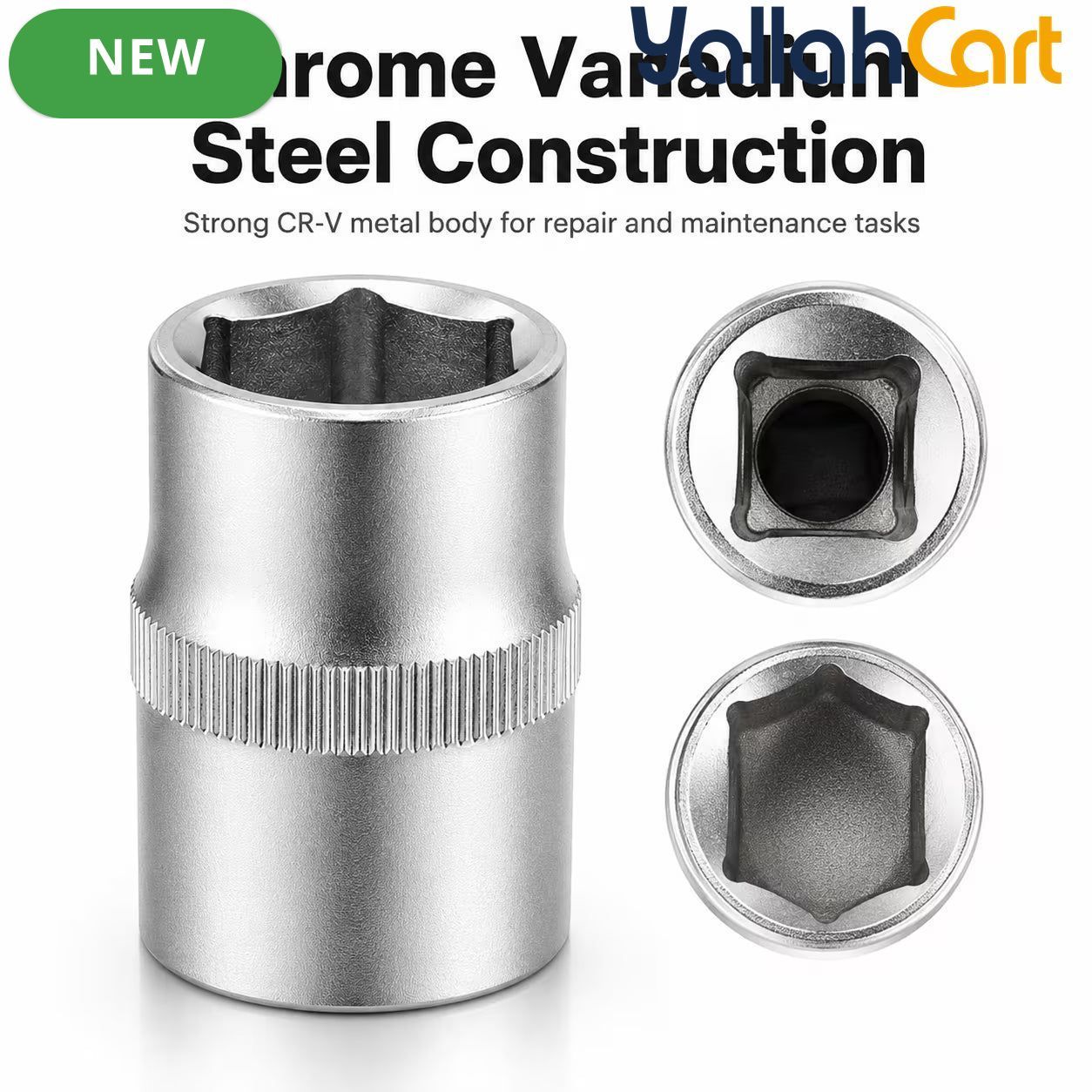 1/2-Inch Socket – Silver, 1/2-Inch Square Drive, 6-Point CR-V Chrome Vanadium Steel Socket for Ratchet, Breaker Bar & Automotive Repair