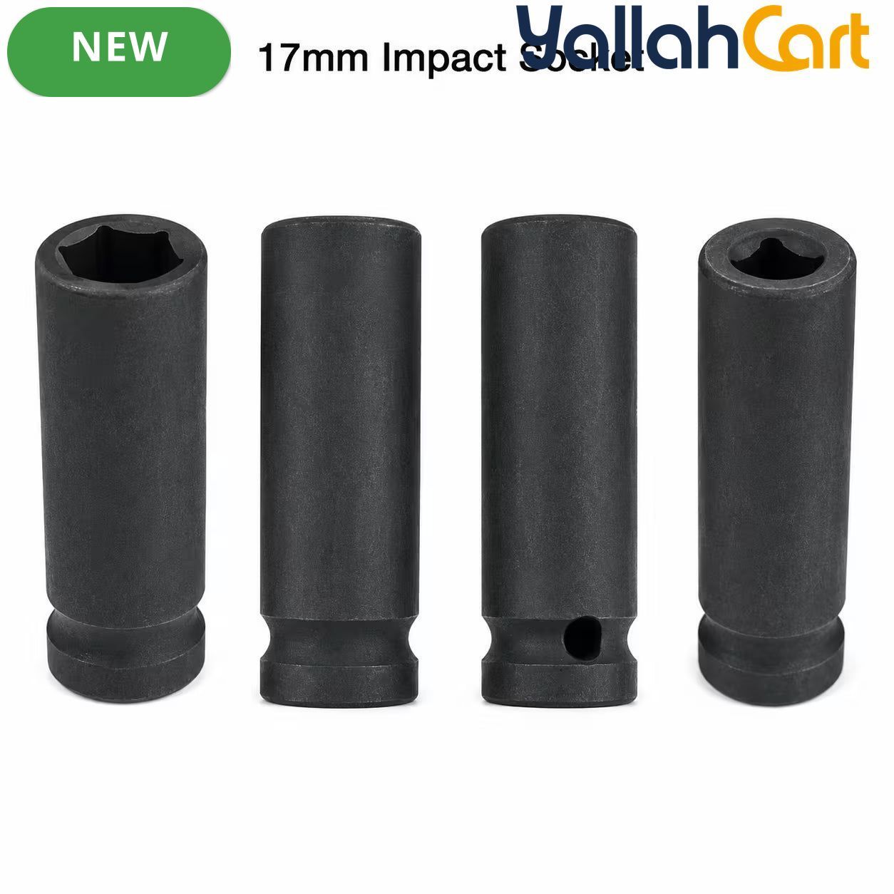 17mm Deep Impact Socket – Black, 1/2-Inch Square Drive, 6-Point CR-Mo Steel Socket for Impact Wrench, Ratchet, Breaker Bar & Automotive Repair