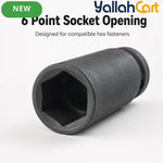 17mm Deep Impact Socket – Black, 1/2-Inch Square Drive, 6-Point CR-Mo Steel Socket for Impact Wrench, Ratchet, Breaker Bar & Automotive Repair