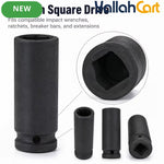 17mm Deep Impact Socket – Black, 1/2-Inch Square Drive, 6-Point CR-Mo Steel Socket for Impact Wrench, Ratchet, Breaker Bar & Automotive Repair