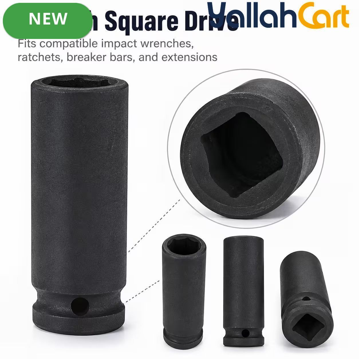 17mm Deep Impact Socket – Black, 1/2-Inch Square Drive, 6-Point CR-Mo Steel Socket for Impact Wrench, Ratchet, Breaker Bar & Automotive Repair