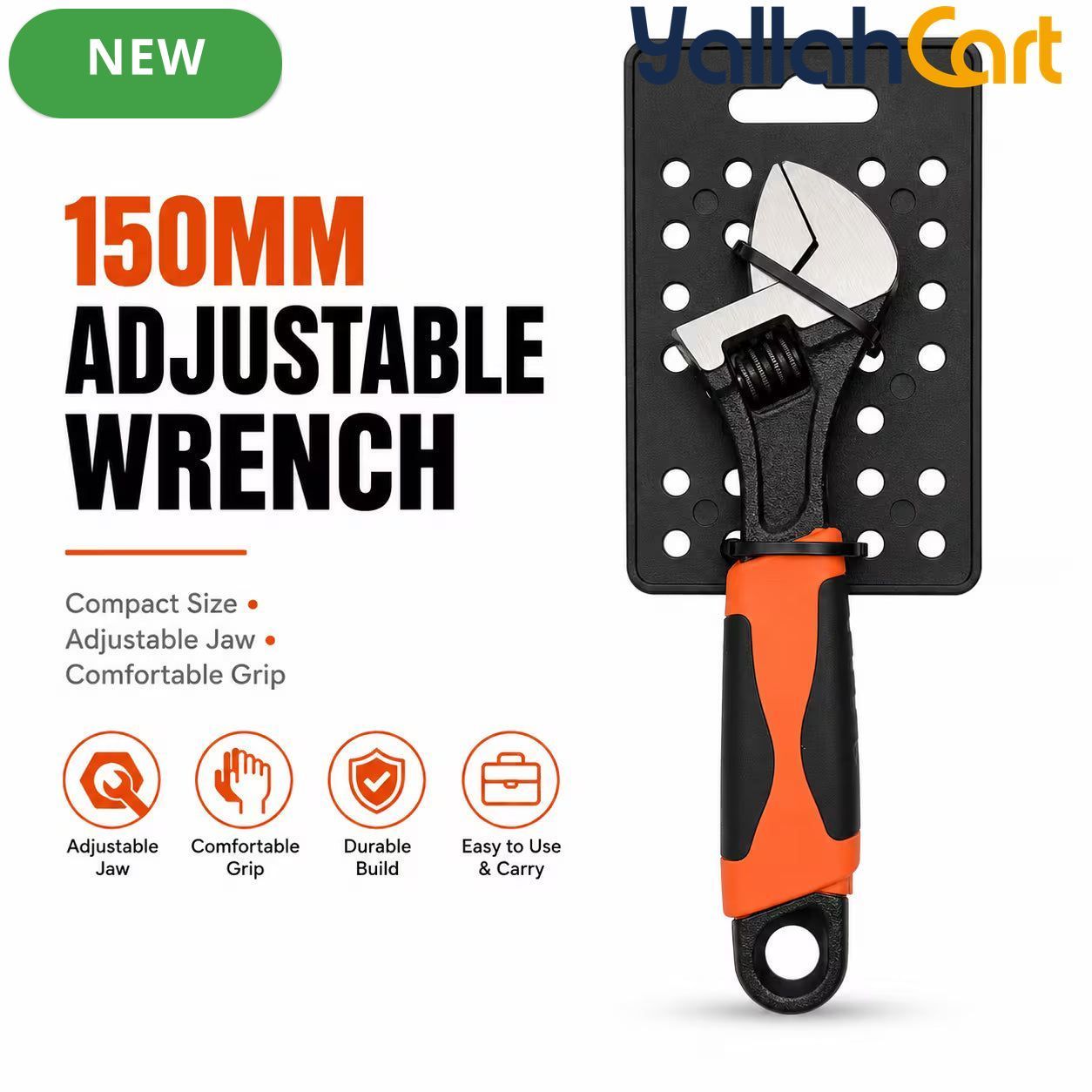 6-Inch Adjustable Wrench – Silver, 150mm Chrome Steel Spanner with Non-Slip Soft Grip Handle for Plumbing, Automotive Repair, Home Maintenance & DIY Projects