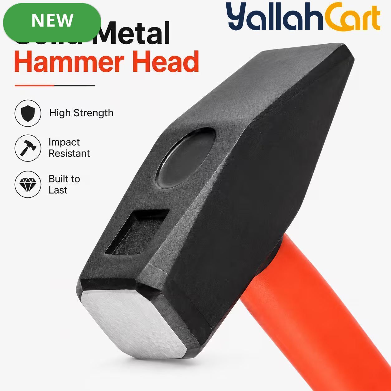 1500g Bench Hammer – Black & Silver, Fiberglass Handle with Rubber Grip and Heavy-Duty Steel Head for Workshop, Construction, Repair & DIY Use