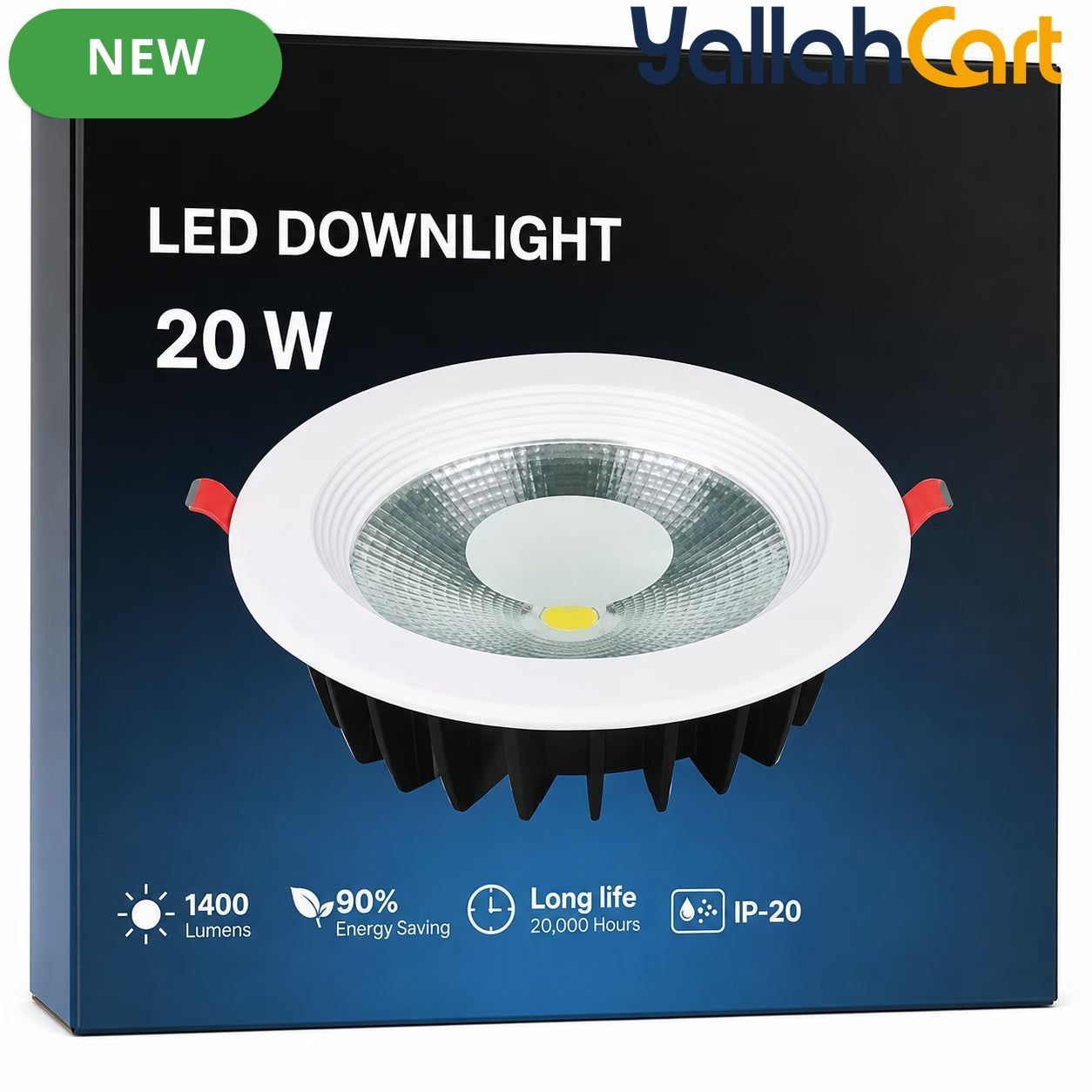 20W LED Downlight – White, 6500K Cool White Round Recessed Ceiling Light with 1400LM Output, LED Driver, 168mm Diameter & 140mm Cutout for Home, Office & Shop Use