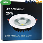 20W LED Downlight – White, 6500K Cool White Round Recessed Ceiling Light with 1400LM Output, LED Driver, 168mm Diameter & 140mm Cutout for Home, Office & Shop Use